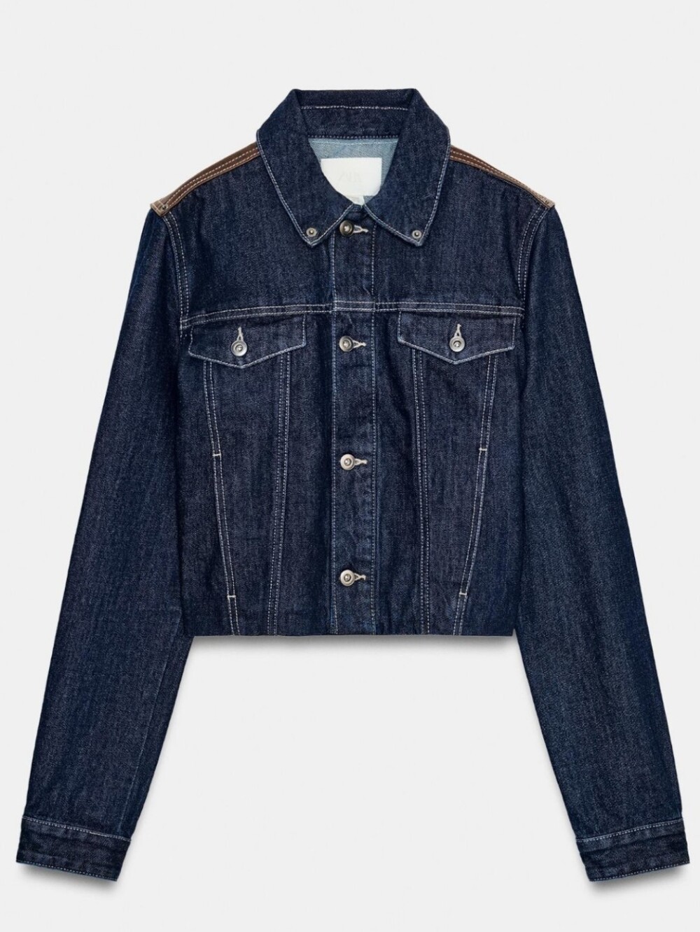 Zara FAUX LEATHER DENIM EFFECT JACKET